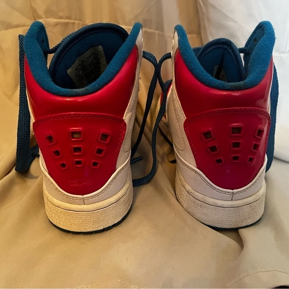 Nike Kids White & Pink Basketball Sneakers with Blue Accents